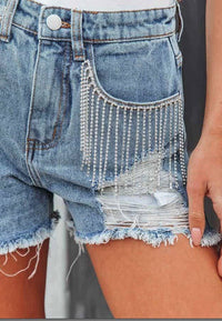 Fringe Rhinestone Shorts