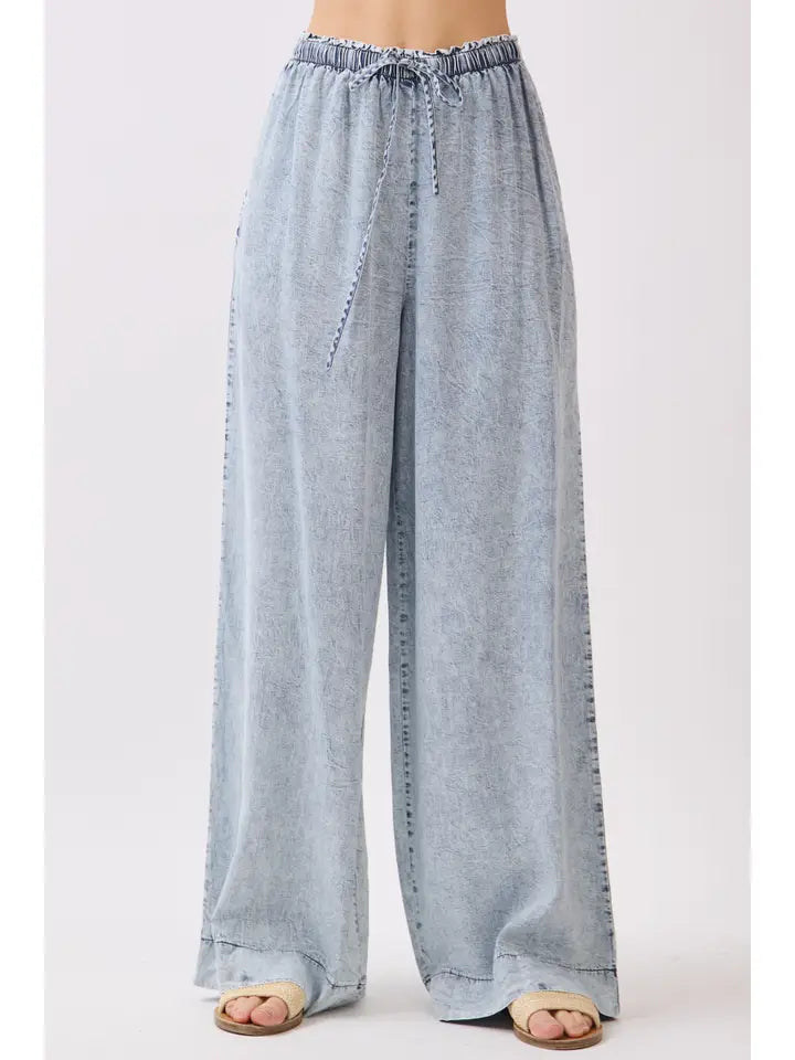 Mineral Wash Wide Leg Pants