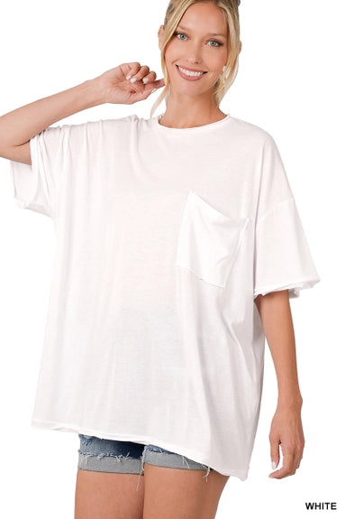 42POPS Oversized Cotton Raw Edge Boyfriend Tee