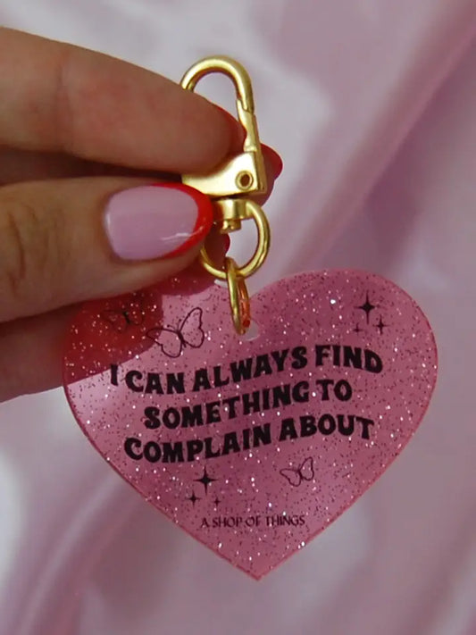Complain Glitter Heart Keychain