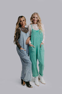 Acid Washed Jumpsuit - Blue