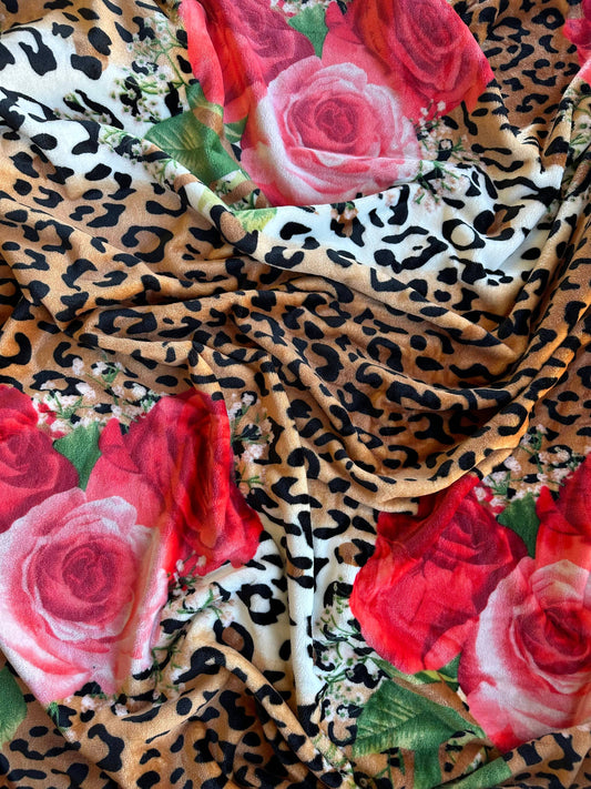 Leopard Print & Rose Throw 60" x 80"