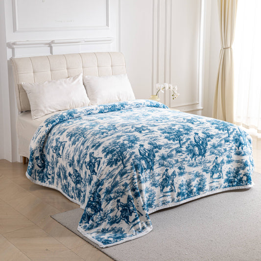 Blue Toile Cowboy > King Size Blanket