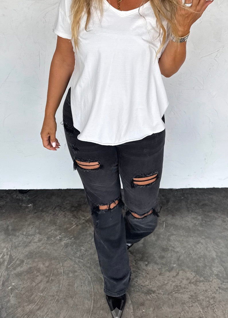 Distressed Black Jeans