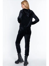 Faux Fur Hoodie Jacket & Jogger Pants Set